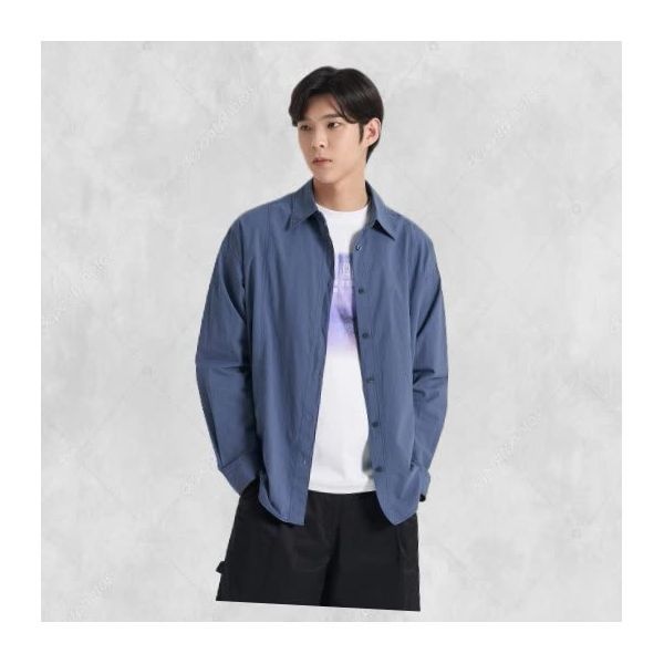 에잇세컨즈 절개라인 오버핏 셔츠 네이비 (214464AY1R) 225933 FE4030859-E2B