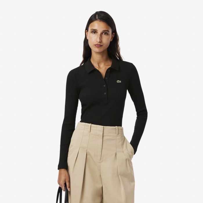 라코스테 라코스테 공식 여성 립조직 긴팔 폴로 셔츠 DF5281-55N 031