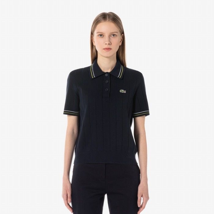 라코스테 여성 컬러티핑 반팔 폴로 스웨터 AF2620-54N I61