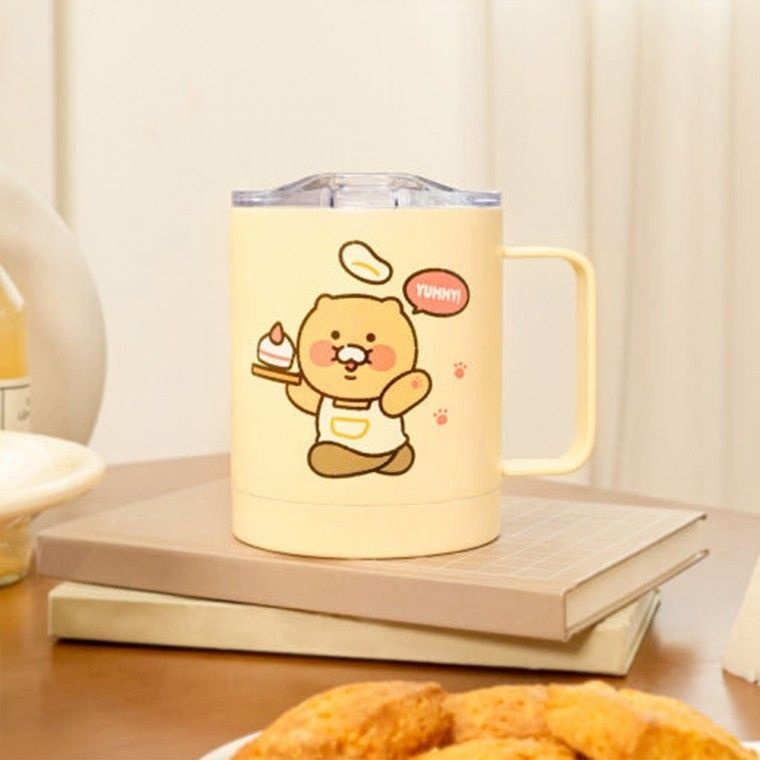 아이콘스 카카오프렌즈 RC 컵 텀블러 스테인리스 잠금장치기능 340ml 옐로우 손잡이