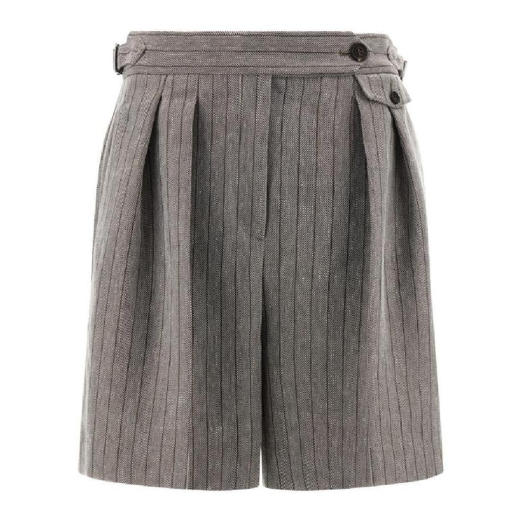 브루넬로 쿠치넬리 브루넬로 쿠치넬리 스트라이프 디테일 플리츠 반바지 MP520P8768 C241 TP948262851