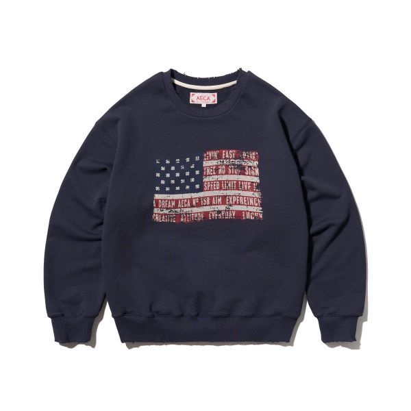 AECA 젤라비 PICKEASY & FREE FLAG SWEAT SHIRTS-NAVY 818732