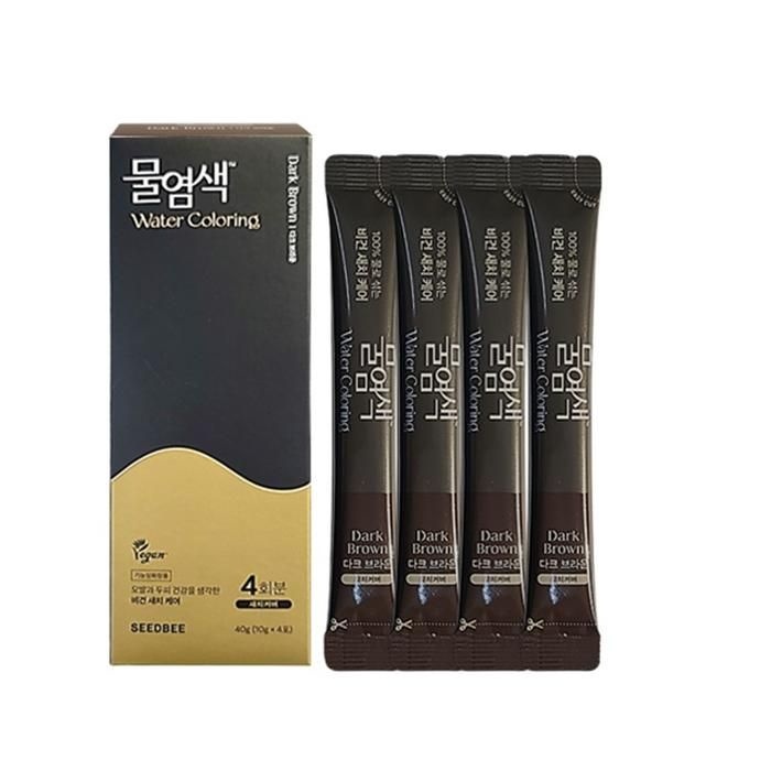 씨드비 물염색 시즌2 프리미엄 새치 커버 염색약 다크 브라운 4회분