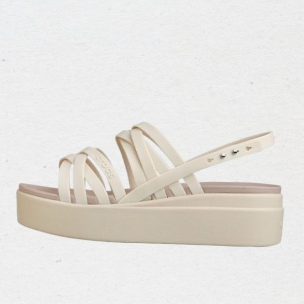 CROCS 크록스 CROCS 여성 브루클린 스트래피 로우 웨지 힐 슬리퍼 샌들 206751-2Y2 377096