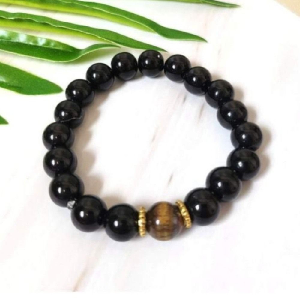 흑요석 염주 10MM 손목염주 패션염주 연꽃팔찌 불교팔찌