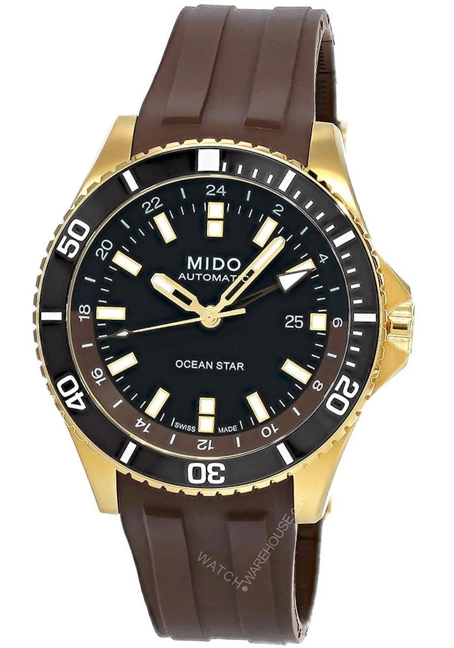 [해외] Mido 미도 오션스타 GMT 오토 44MM 블랙 다이얼 러버 남성용 시계 M0266293729100 587145