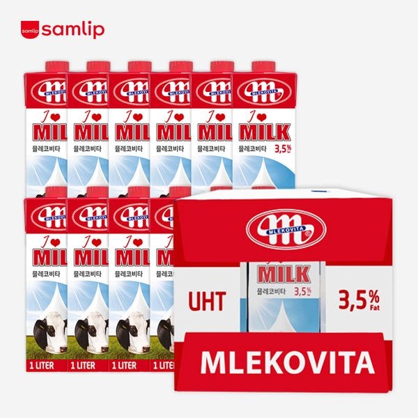 SPC삼립식품 믈레코비타 3.5% 1000ml 아이러브밀크 멸균우유 12팩