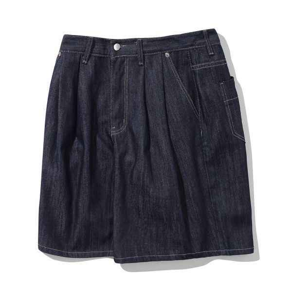 TRILLION 트릴리온 레인 슬럽 투턱 버뮤다 데님 쇼츠 INDIGO 208076