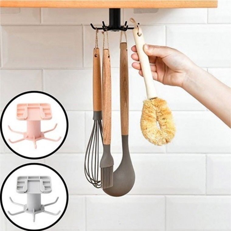 빙그리 주방 멀티걸이 360도 회전 부착형 조리도구 걸이J7