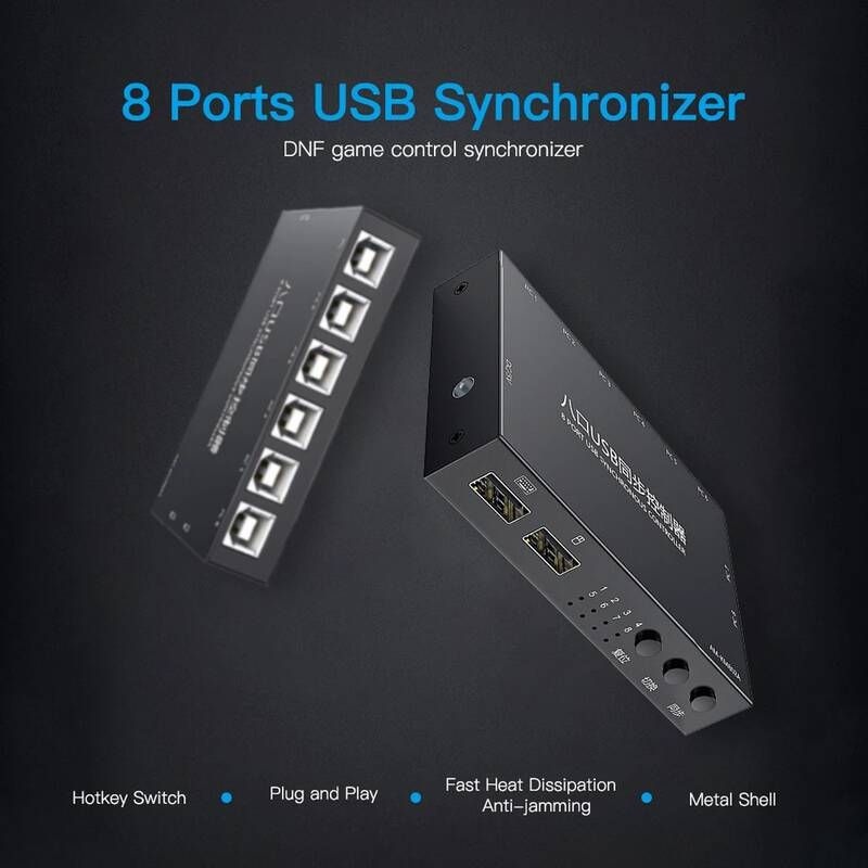 Docooler [해외] USB KVM 스위치 동기화 컨트롤러, 윈도우 10 PC 키보드 마우스 프린터용, 6 포트