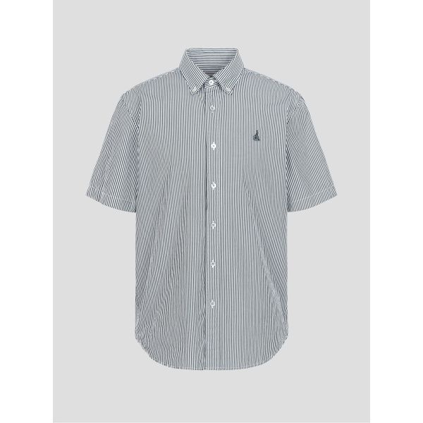 빈폴 BEANPOLE MEN 플레인 스트라이프 반소매 셔츠 그린 580137