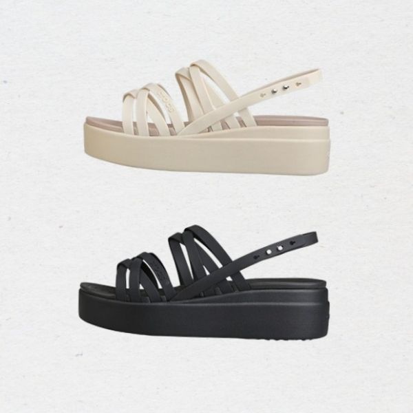 CROCS 크록스 CROCS 여성 브루클린 스트래피 로우 웨지 힐 샌들 2종택일 377122