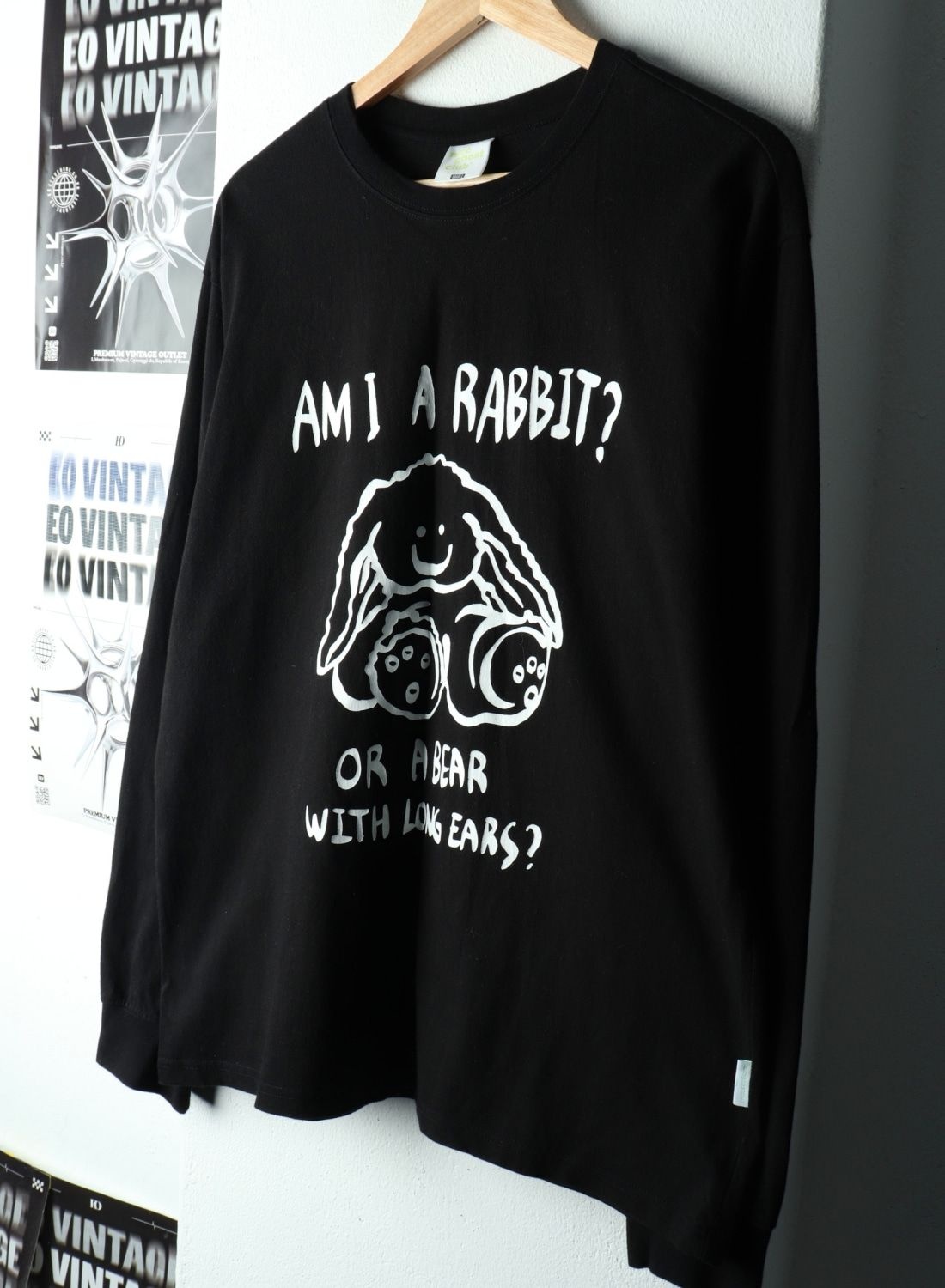 빈티지 (S-M)나이스고스트클럽 긴팔티셔츠 블랙 올드스쿨76