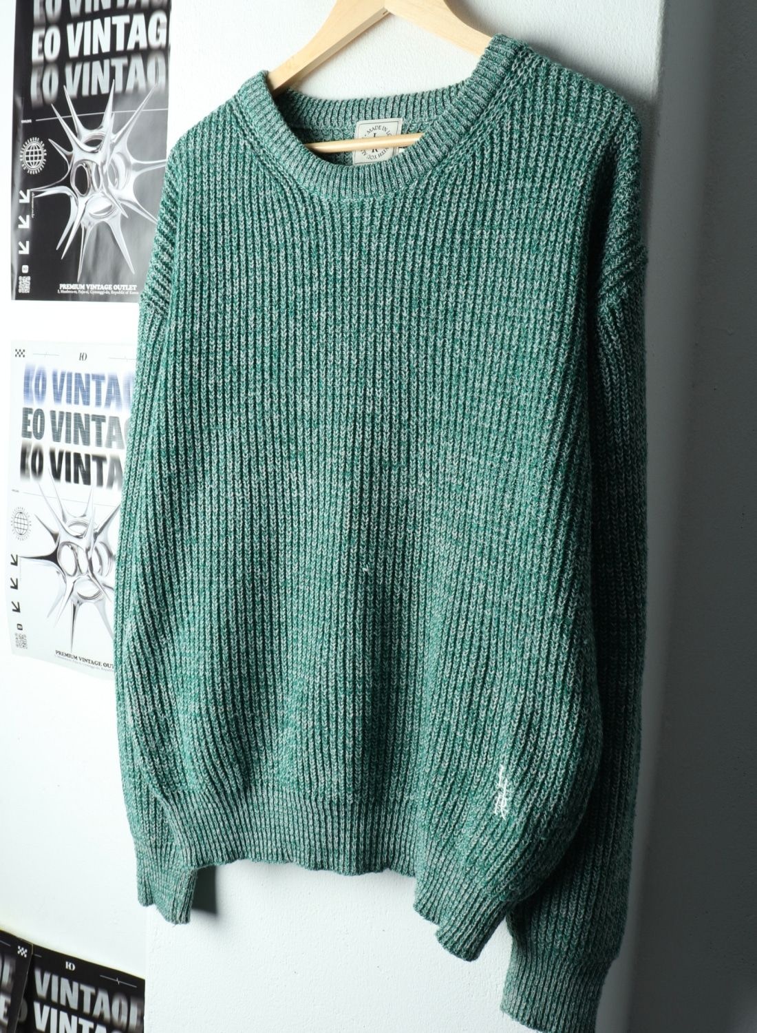 W(L)잇터 니트 그린 컬러믹스 크루넥40