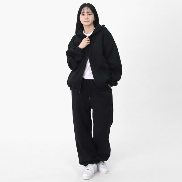 (주)빌리버스 엘케이트 여자 겨울 남여공용 기모 후드집업 트레이닝 세트 LIRO001