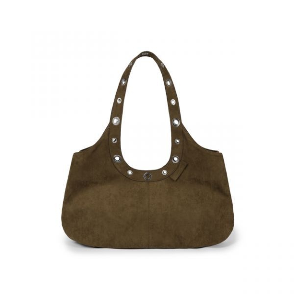 AAKAM Suede Eyelet Dumpling Bag (Camel)