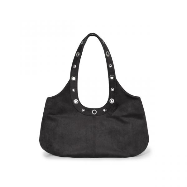AAKAM Suede Eyelet Dumpling Bag (Charcoal)