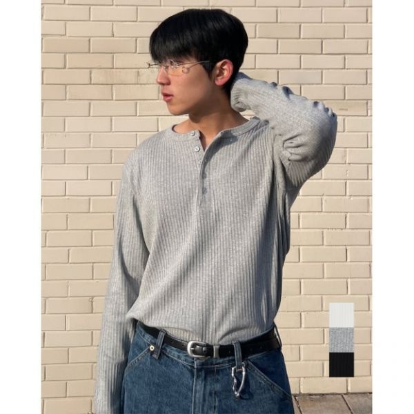 INTEMPOMOOD 리브드 스웨트 헨리넥 : 3컬러 213067