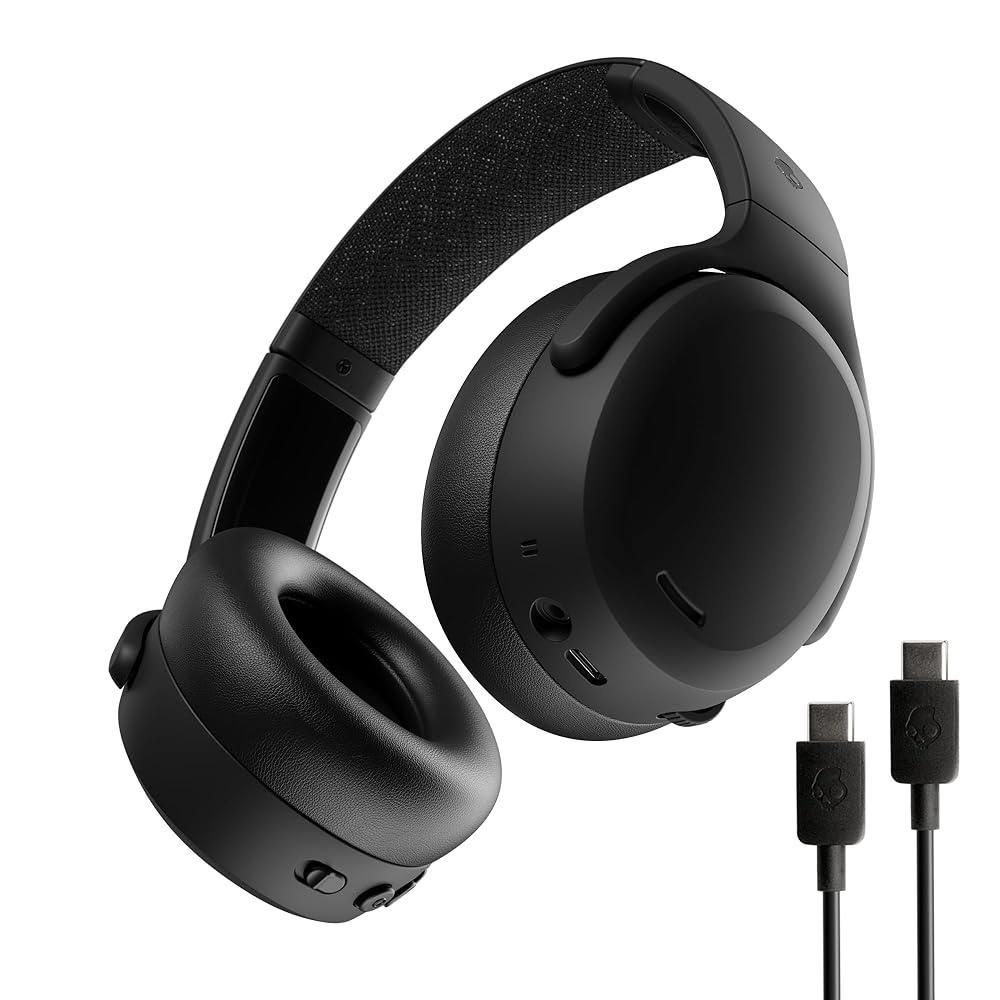 [해외] Skullcandy Crusher ANC 2 무선 오버이어 블루투스 헤드폰, 추가 USB-C 충전 케이블, 다감각 베이스, 액티브 노이즈 캔슬링
