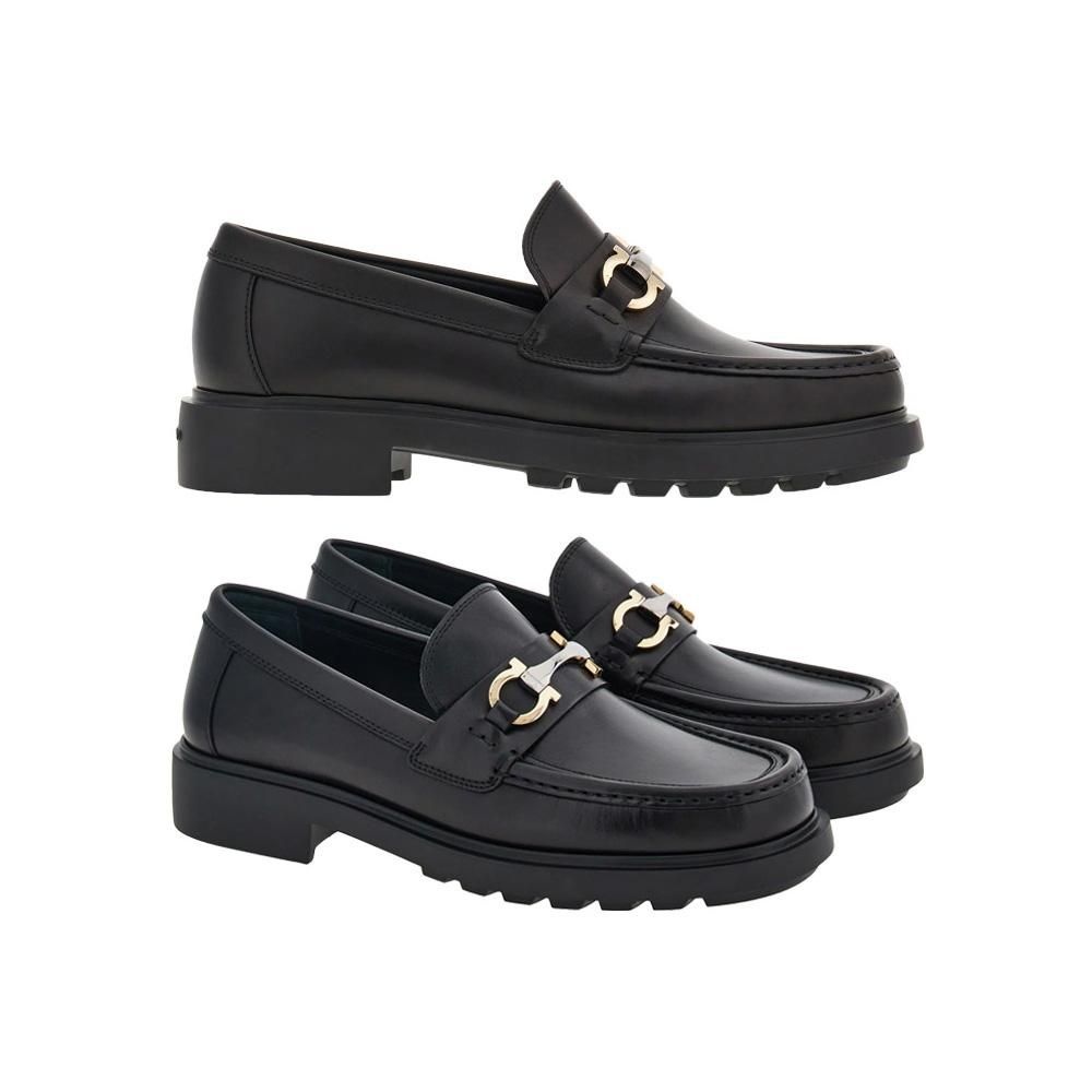 살바토레 페라가모 25FW 더글라스 DUGLAS 더블 간치니 로퍼 블랙 0768108