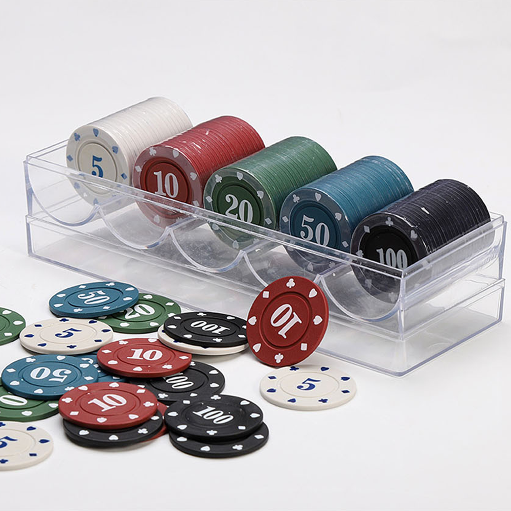 [다데]포커칩 100P 5단위 세트 카지노 게임칩 휴대용 생활방수 가족모임 동호회 카드놀이