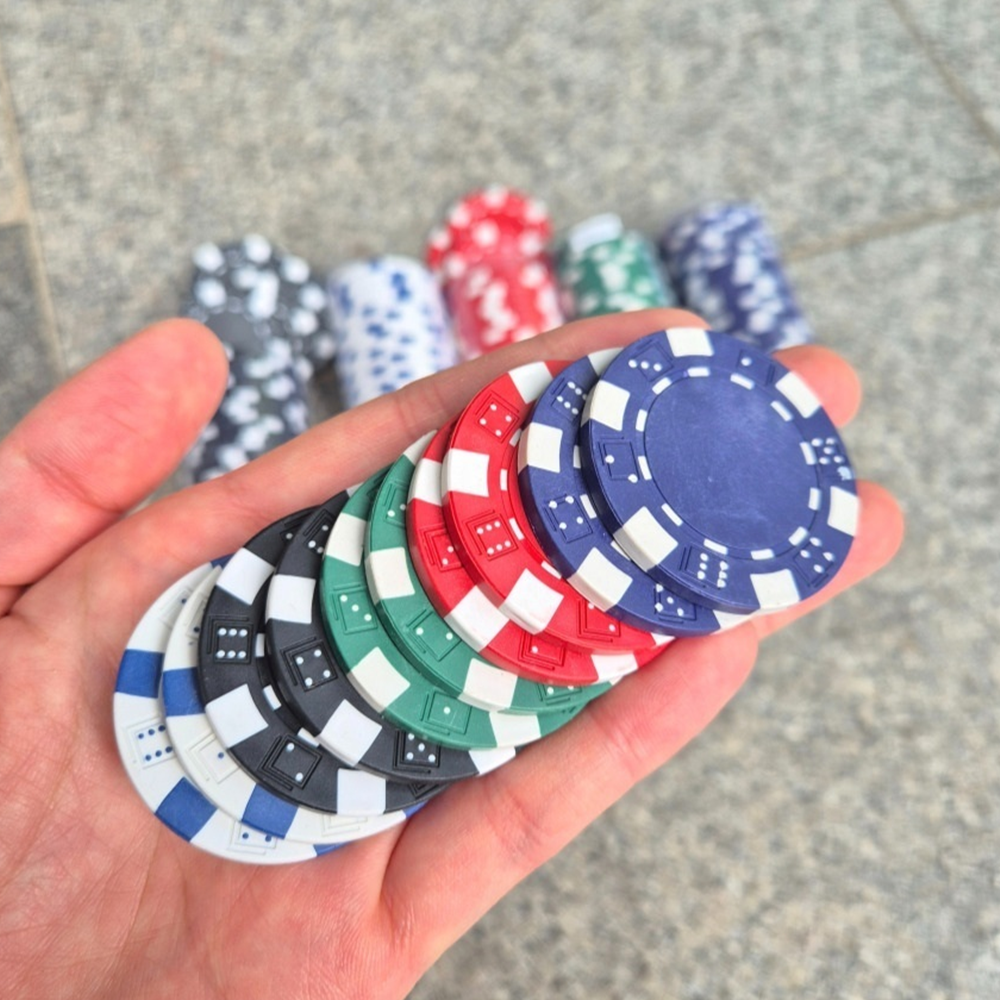 포커칩 25P 5색상 카지노 카드게임 칩세트 휴대용 가족모임 동호회 파티 놀이용