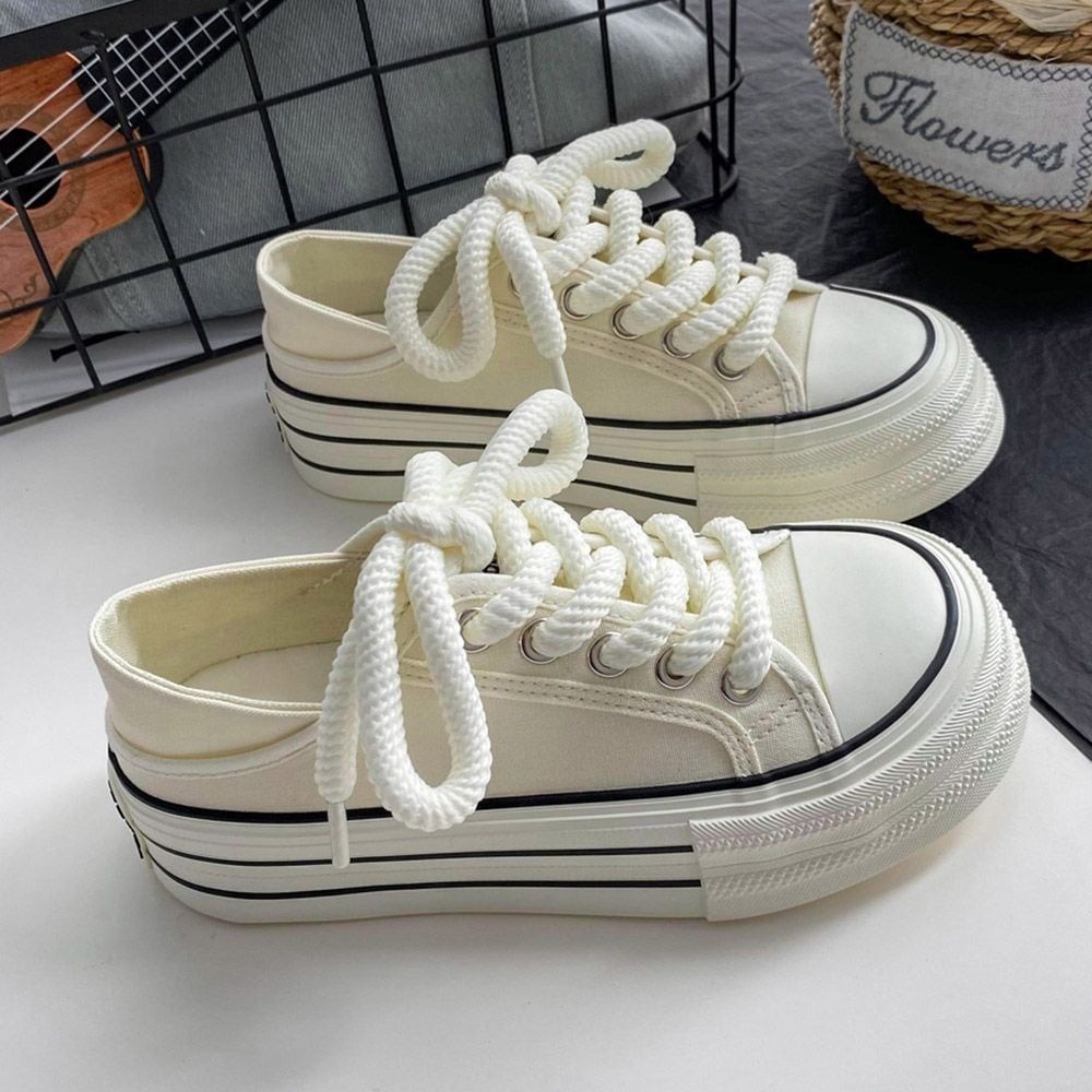 [타이달] 두툼끈 포인트 느낌 러블리 통굽 여성 스니커즈 여자운동화 어글리슈즈 캔버스운동화 이쁜신발