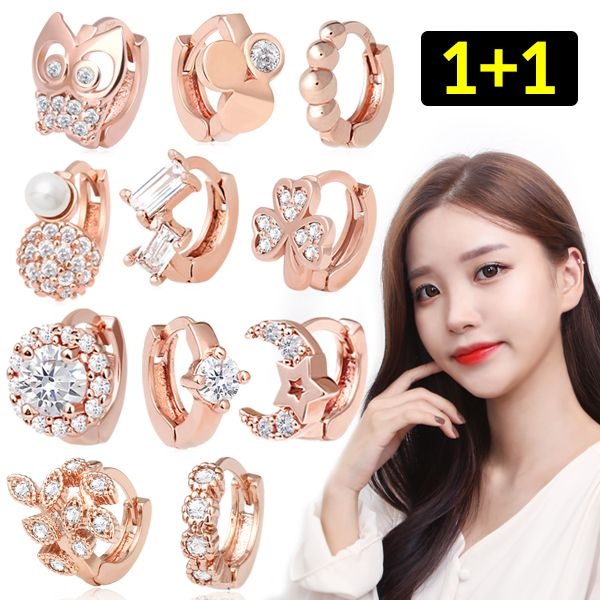 [1+1]14K 골드핀 링 피어싱 큐빅 원터치 연골 귀걸이