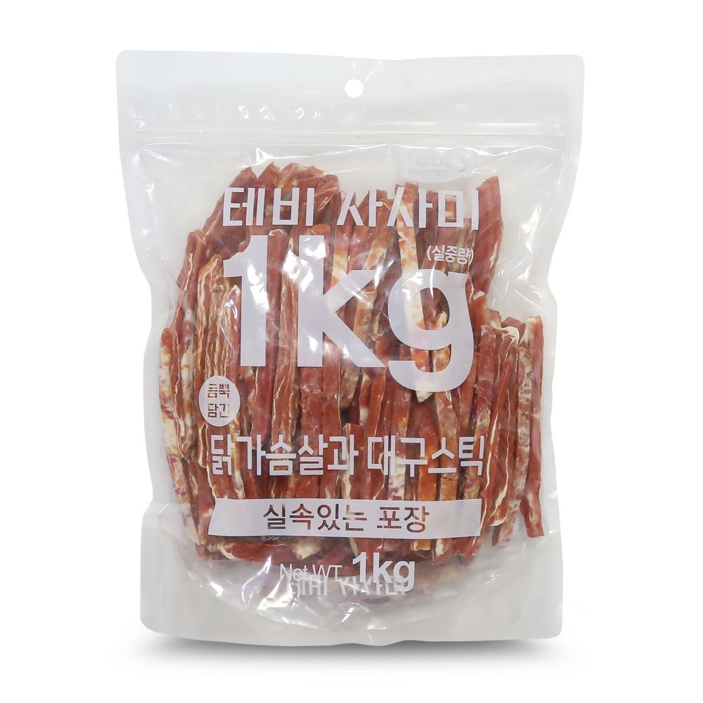 [오늘출발] 테비토퍼 테비 사사미 1kg닭가슴살과 대구스틱 강아지간식