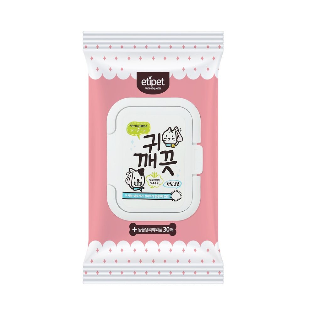 [오늘출발] 에티펫 귀깨끗 티슈 30매 반려동물용품