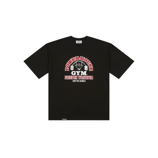 프리덤 FREEDOM 파워하우스 투톤 로고 오버핏 티셔츠 (블랙) 143593