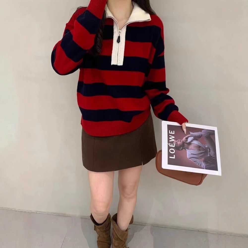 [해외] 옥탑방의문제아들 한혜진 니트 스트라이프 티셔츠 카라