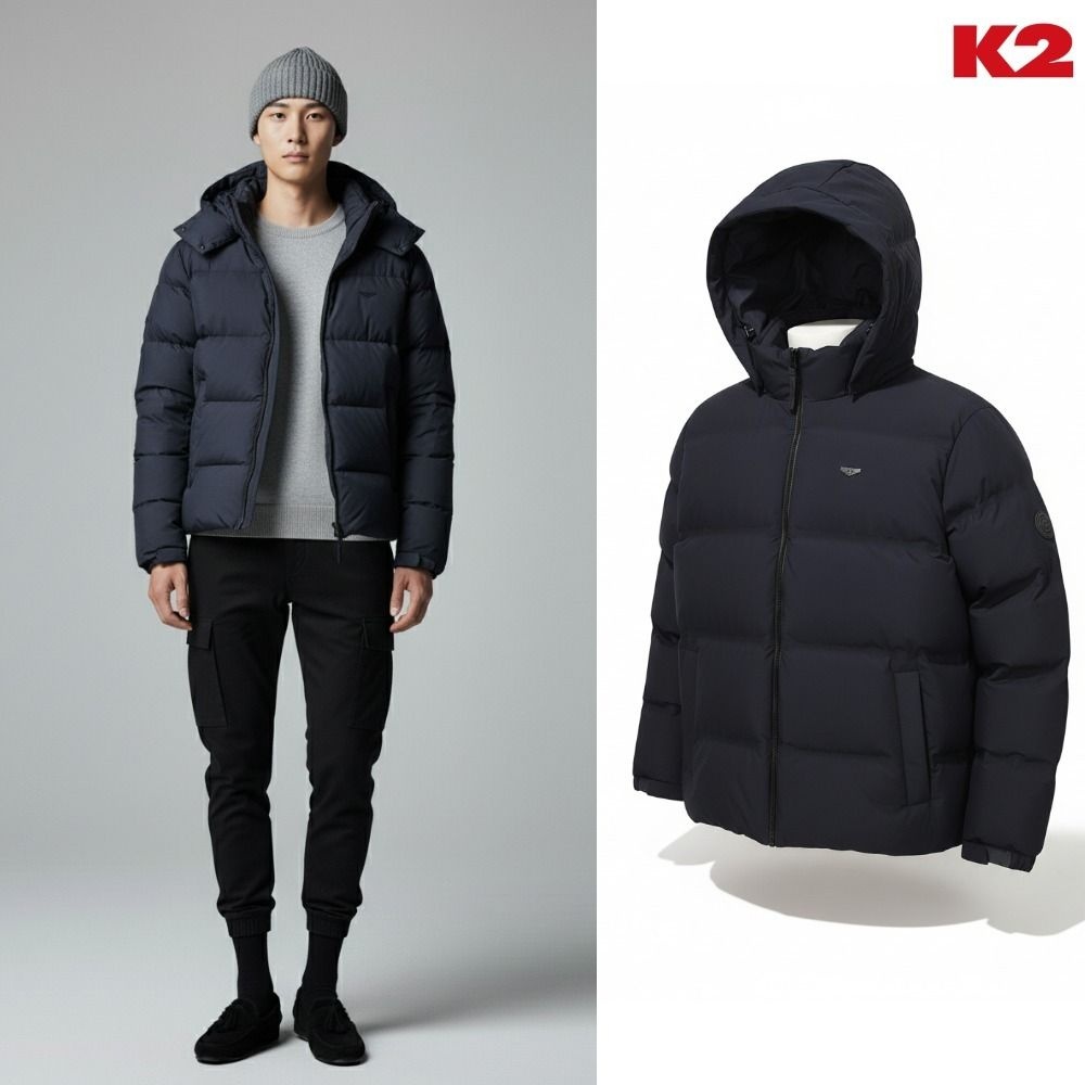 K2 [백화점 출고] K2 패딩 남자 시그니처 씬에어 블랑 네이비 고어텍스 후드 탈부착 숏 점퍼 자켓