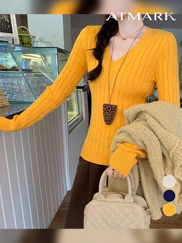 주식회사 위즈원 [앳마크]ATMARK 케이블브이넥베이직니트_AA59KN017G