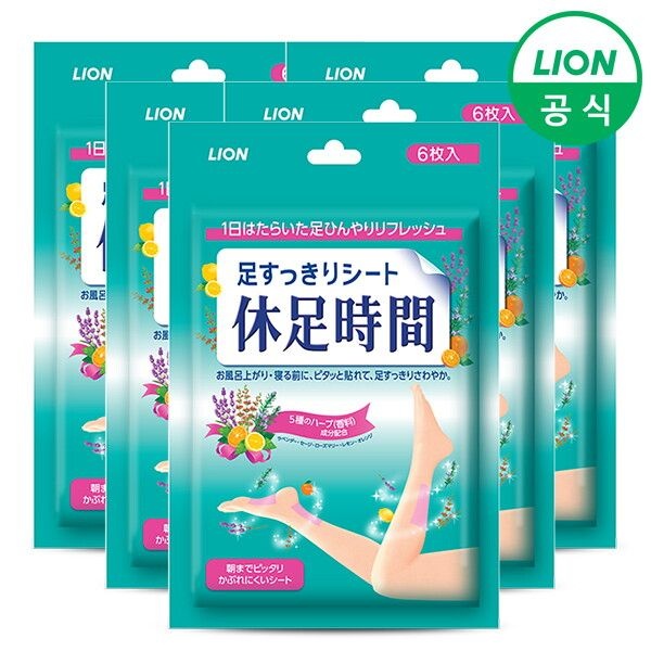 [라이온코리아] 휴족시간 쿨링시트 6매입 x 5개
