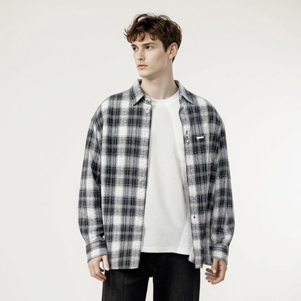 (모다대전)10530-020-602-25-100남성 오버핏 체크 소프트 셔츠(-dj)943088