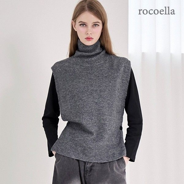 로코엘라 [최초가 39,800원] 벤크 소프트 탐 터틀넥 여성 니트 베스트999223