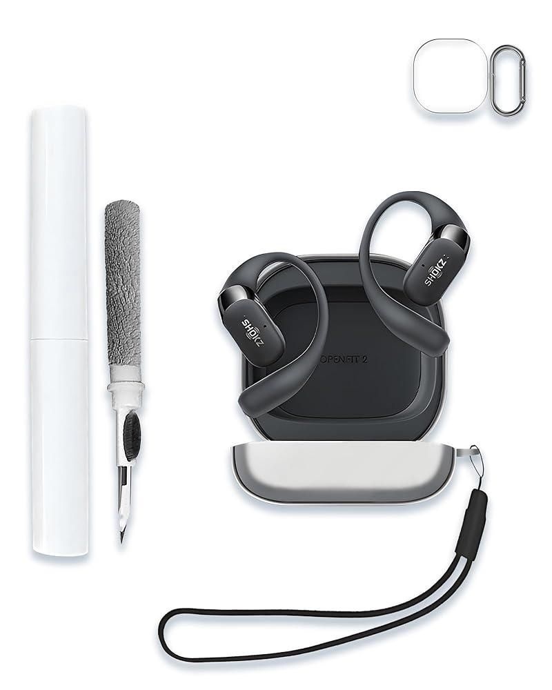 WUNIAK [해외] WUNIAK SHOKZ OpenFit 2 오픈 이어 헤드폰 2025용 케이스 커버, 투명 소프트 TPU 보호 키체인 및 클리너 키트 포함, 충격 방