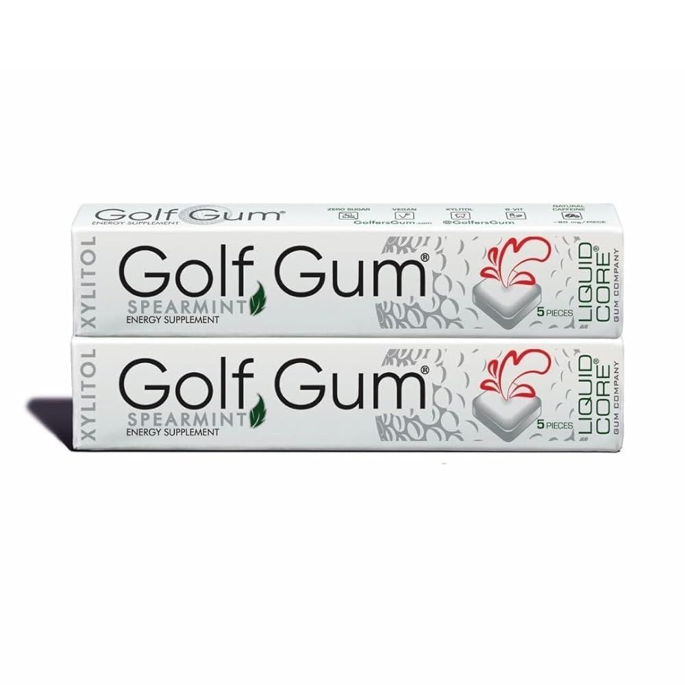 Liquid Core [해외] Golf Gum by Liquid Core® – 80mg of Natural Caffeine - Energy for Golfers - Sugar-Free, Aspartame-Fre