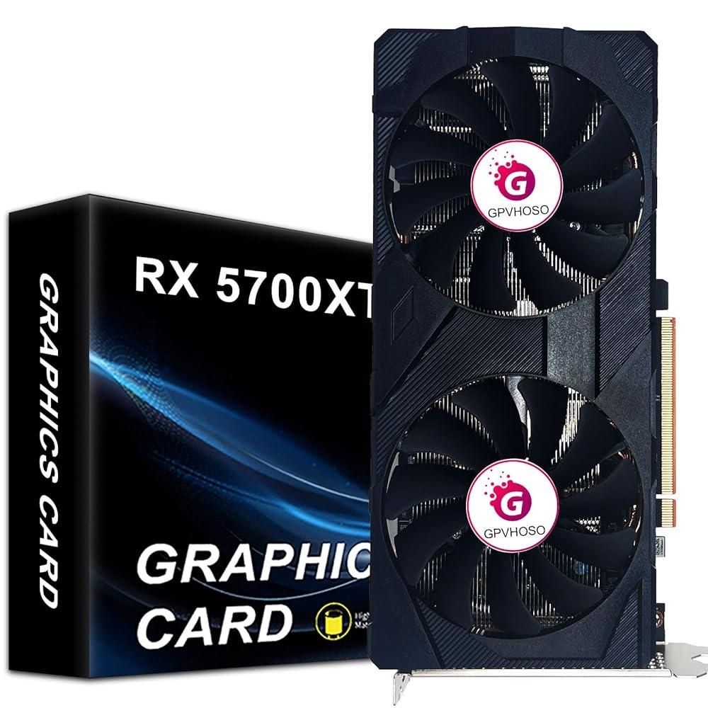 [해외] GPVHOSO RX 5700 XT 그래픽 카드, AMD 라데온 8GB GDDR6 2560SP 256비트 PCI-e 4.0 x16 GPU 컴퓨터 HDMI/디스플레이 포트*3 인터페이