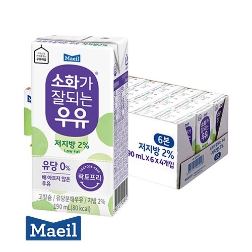 [온누리7%혜택]매일유업 소화가 잘되는 저지방 우유 190ml 24팩