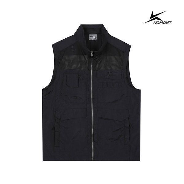 [코몽트] 남성 메쉬 포켓 집업 베스트 블랙 747850