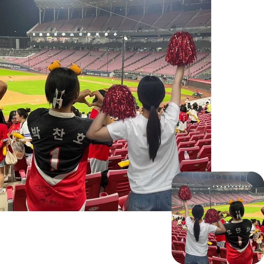 반짝이 치어리더 응원수술 도구 빨강