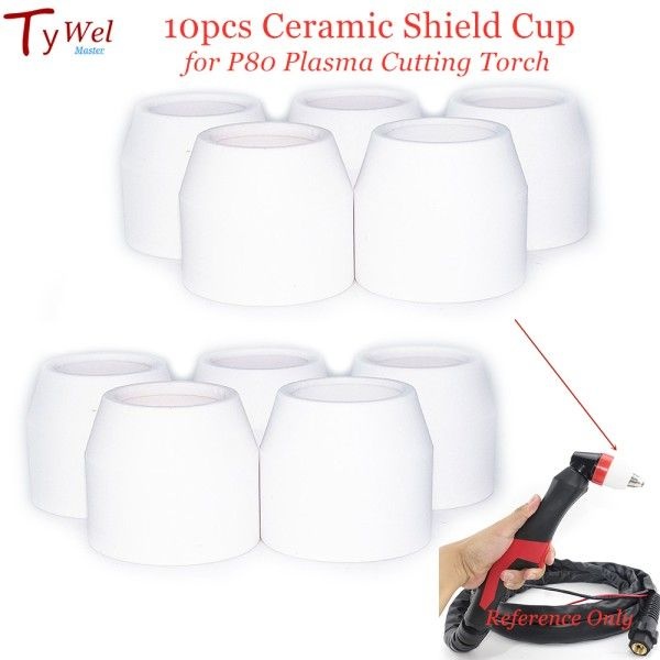 상품상세참조 10pcs P80 플라즈마 절단 토치 노즐 세라믹 실드 컵 60A 커터