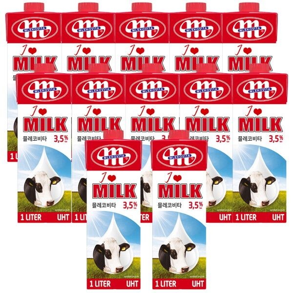 [믈레코비타] 아이러브밀크 수입멸균우유 3.5% 1L 12입