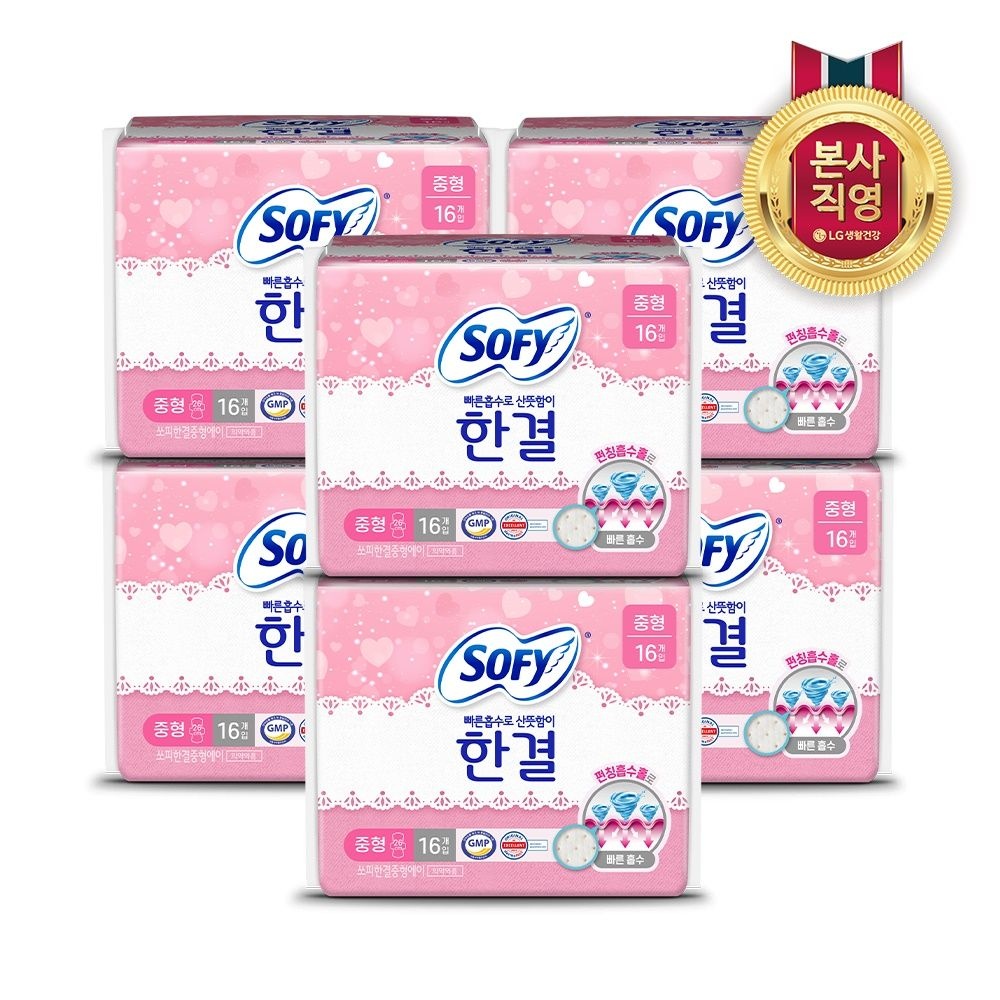 쏘피 한결 생리대 중형 16P x 6팩