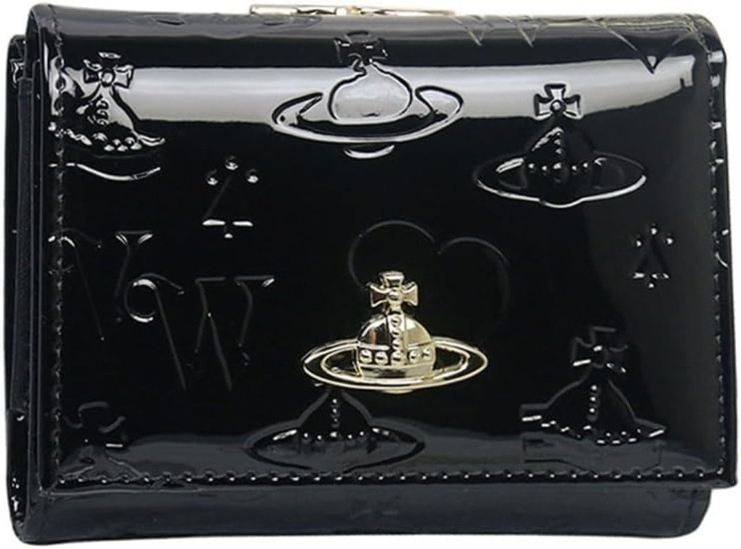 [해외] 비비안웨스트우드 삼단 반지갑 에나멜 동전지갑 블랙 여성 일본직구