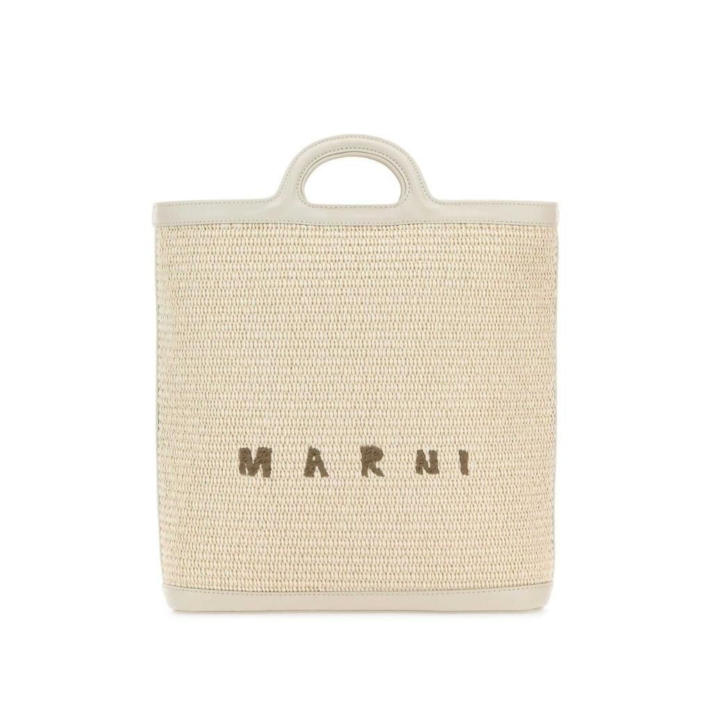마르니 25FW Marni 투 tone raffia and 레더 Tropicalia shopping 백 SBMP0179Q0P386000W12