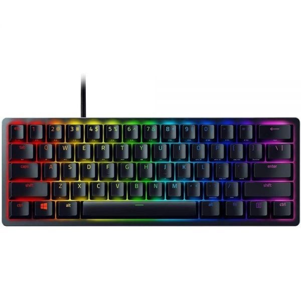 RAZER [해외] Razer Huntsman Mini (레드 스위치) - 컴팩트 60% 게이밍 키보드 (선형 광학 스위치, 더블샷 PBT 키캡, 탈착식 USB-C 케이블)