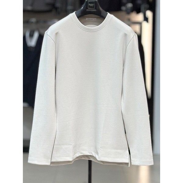 상세페이지 참조 [바쏘옴므] 베이지 사이드 트임 스판 베이직 라운드 티셔츠 WSZ5KR27A BG